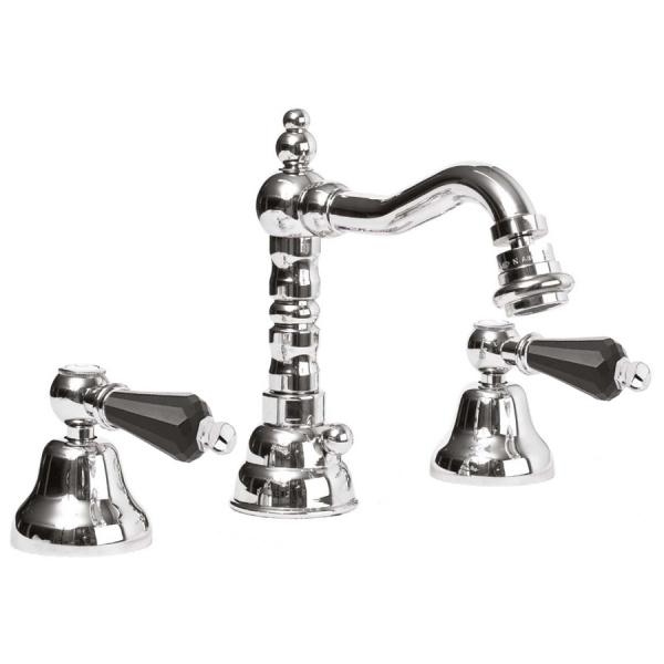 Смеситель для биде двухвентильный Cezares Diamond DIAMOND-BBS2-01-Sw-N хром/swarovski Nero фото