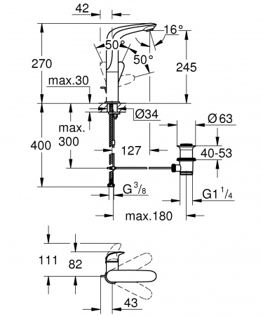 Смеситель для раковины Grohe Eurostyle 23718003 фото