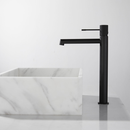 Высокий смеситель для раковины Vincea Desire VBF-1D2MB черный матовый фото