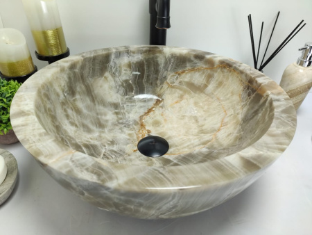 Накладная раковина из оникса Bowl Grey Medium BO-00001 фото
