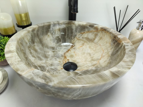 Накладная раковина из оникса Bowl Grey Medium BO-00001 фото