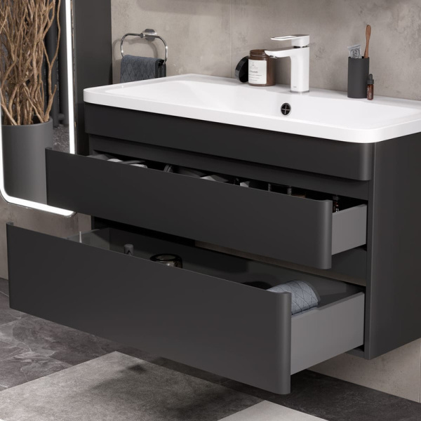 Тумба под раковину EQUIL Eltoro 100 tpELTR100.2Y-03 черный софт фото