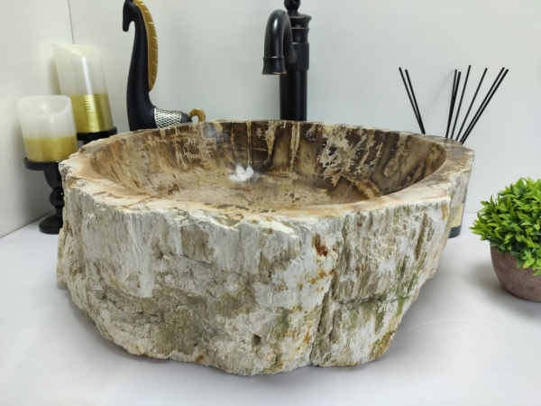 Накладная раковина из окаменелого дерева Fossil Basin OD-00398(48*40*15) фото
