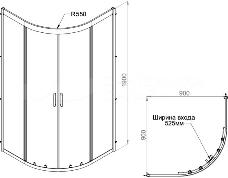 Душевой уголок Parly ZE911B  90x90 черный фото