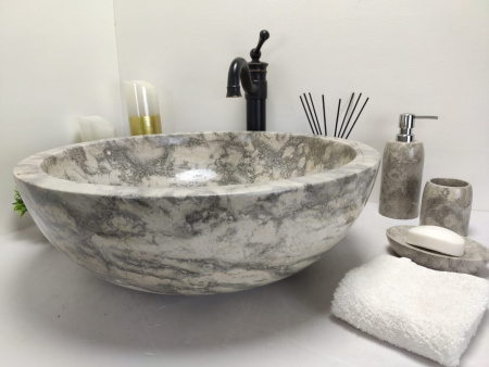 Раковина из мрамора Indo Bowl Grey Doreng Big BM-00025 фото
