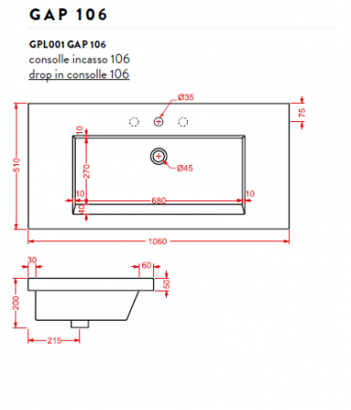 Раковина Artceram Gap GPL001 01 00 bi*1 фото