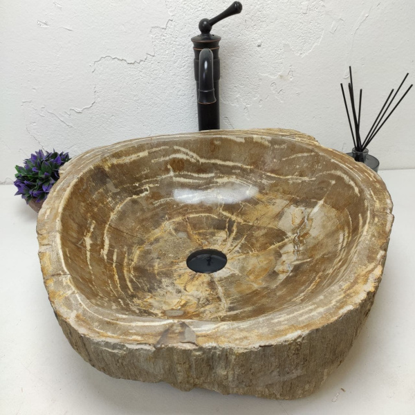Накладная раковина из окаменелого дерева Fossil Basin OD-01207 (53*51*14) фото