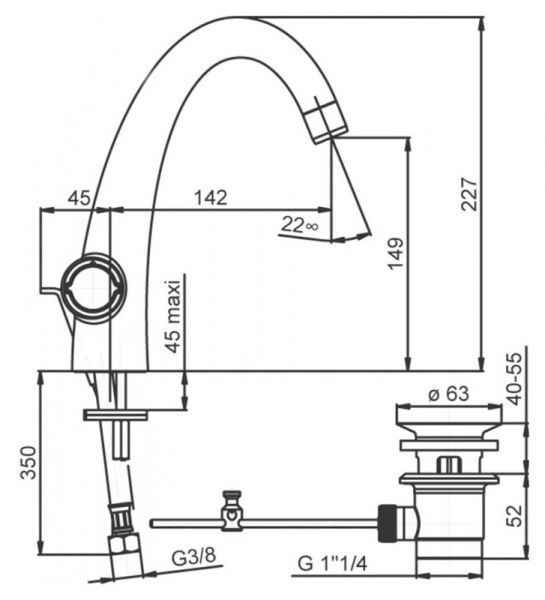 Смеситель для раковины двухвентильный Jacob Delafon Elevation E18870-CP фото