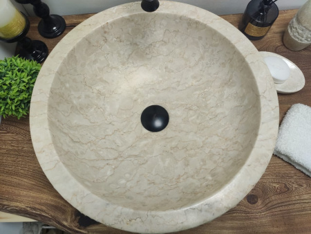 Накладная раковина из мрамора Bowl Marmo Cream Medium BM-00029 (45*45*15см) фото