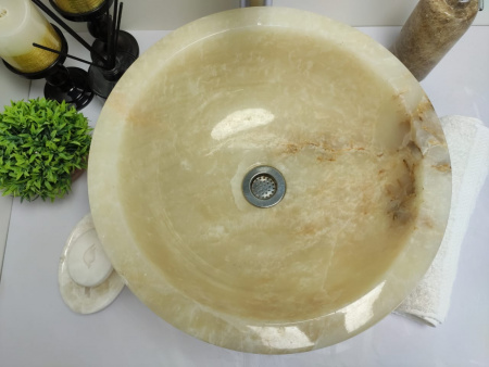 Накладная раковина из оникса Indo Bowl Yellow Small BO-00373 фото
