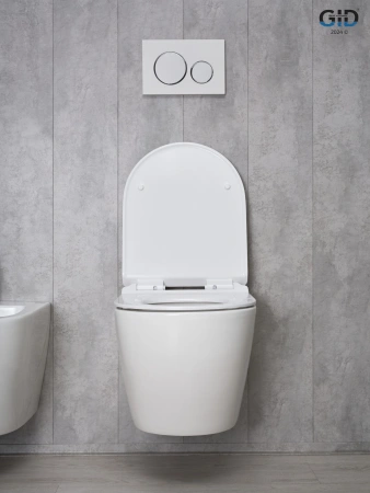 Подвесной унитаз безободковый Gid Tr2122b с сиденьем фото