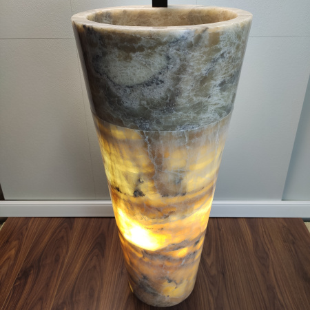 Раковина напольная из оникса Grey ON-01345 (40*40*90) фото