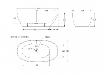 Акриловая ванна BelBagno BB80-1700-W0 170х83 фото