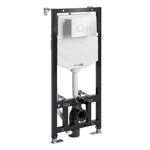 Инсталляция для подвесного унитаза WasserKRAFT Aller 10TLT.010.ME.WH01 с кнопкой, белая фото