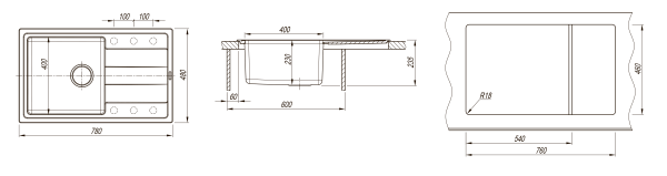 Кухонная мойка КОМБИ 780 Florentina 21.395.D0780 антрацит фото