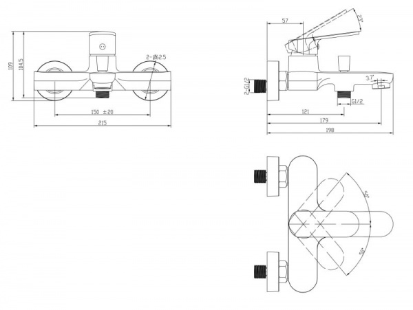 Смеситель для ванны с душем BelBagno Ancora ANC-VASM-CRM фото