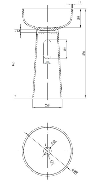 Напольная раковина Vincea Солид Серфейс (Solid Surface) VBS-4SP02MW 48x48 белая матовая фото
