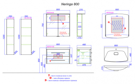 Зеркало Aqwella 5 Stars Neringa NER0208 фото