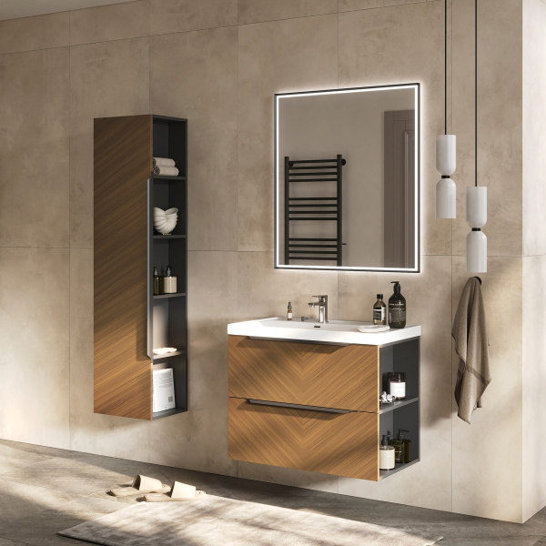 Шкаф-пенал EQUIL Forest 40 ppFОREST40.R/L-31 орех/графит фото
