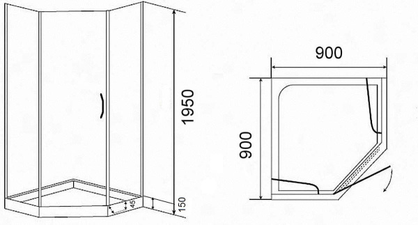 Душевой уголок Parly ZPE911T 90x90 фото
