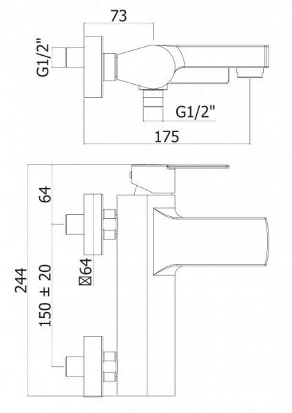 Смеситель для ванны с душем Cezares Ovest OVEST-VDM-BIO фото
