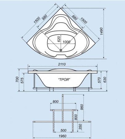 Акриловая ванна Triton Троя 150х150 фото