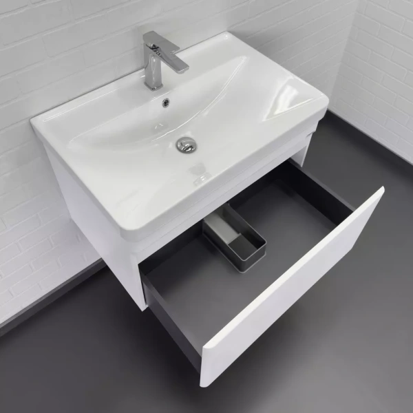 Тумба с раковиной Comforty Енисей-70П 00-00022663CF белый глянец фото