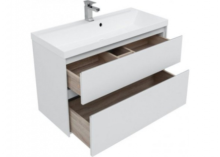 Тумба с раковиной Aquanet Гласс 100 00242526 фото