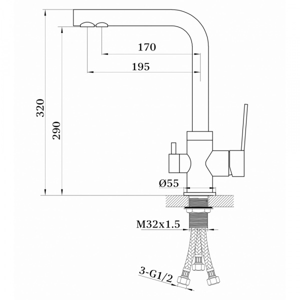 Смеситель для кухни с фильтром для воды Ganzer Rein GZ 16025M фото