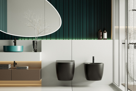 Биде подвесное Abber Bequem AC1150MB черное матов фото