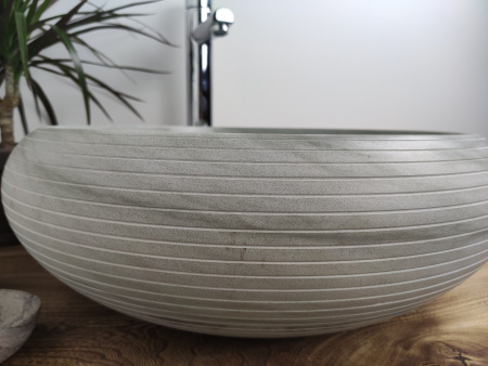 Раковина из камня андезит Indo Donut Blue Medium Alur DA-00153 фото