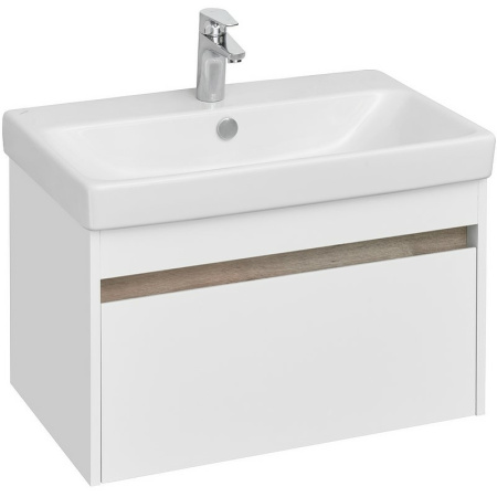 Тумба с раковиной Акватон Марти 70 1A267501MY010 белый глянцевый / дуб эдгрейн фото