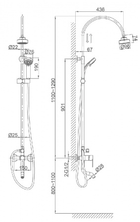 Душевая система (стойка) D&K Paulinus Rhein DA1353701C11 фото