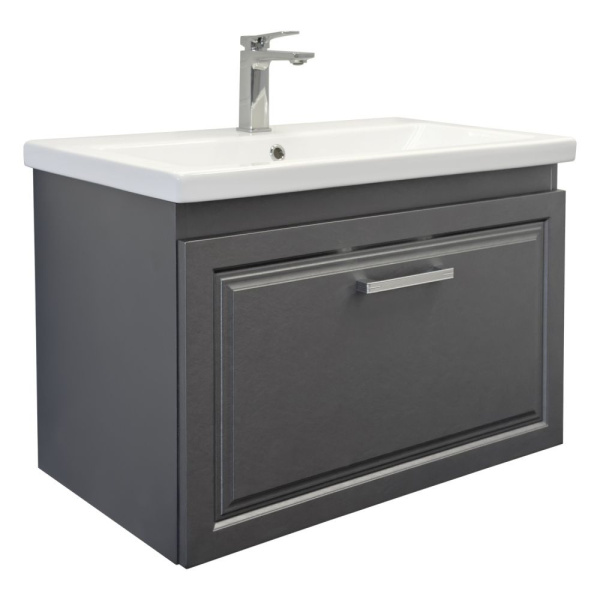 Тумба с раковиной Comforty Бросно-80П 00-00020687CF оружейная сталь фото