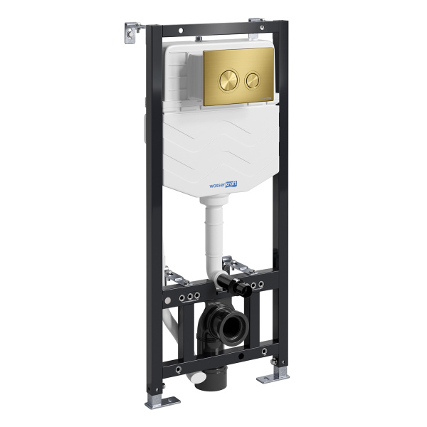 Инсталляция для подвесного унитаза WasserKRAFT Aller 10TLT.010.ME.MG01 с кнопкой, матовое золото фото