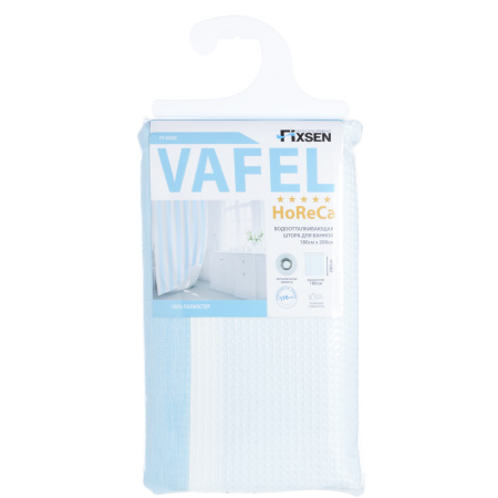 Текстильная шторка для ванны Fixsen Vafel FX-5020C голубая фото