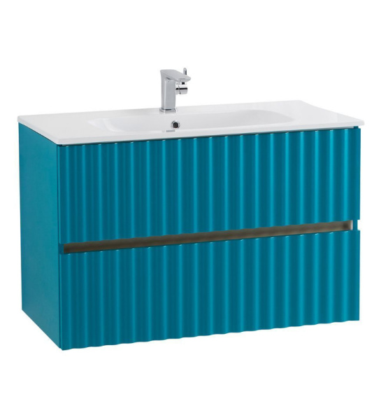 Тумба с раковиной Art&Max Elegant AM-ELEGANT-900-2C-SO-TM-LED бирюзовый матовый / с подсветкой  фото