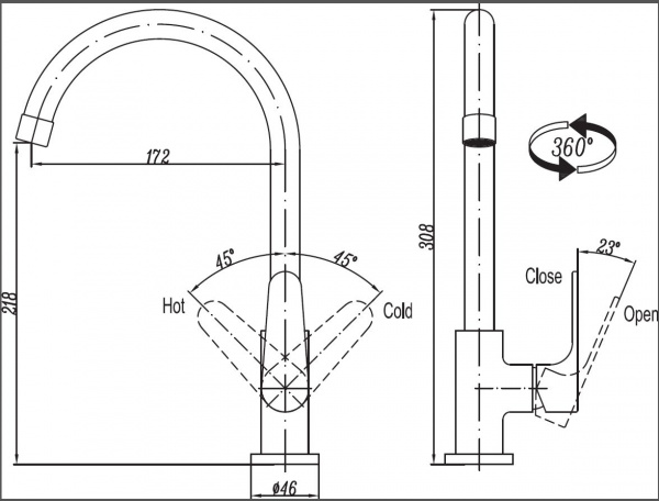 Смеситель для кухни Cezares Laconico LACONICO-LL25-01 фото