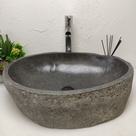 Накладная раковина из речного камня RS01238 (63*42*15) фото