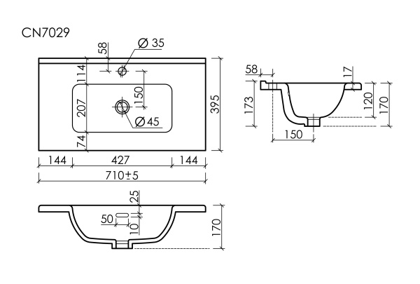 Раковина Ceramica Nova Compact CN7029 71x39 фото