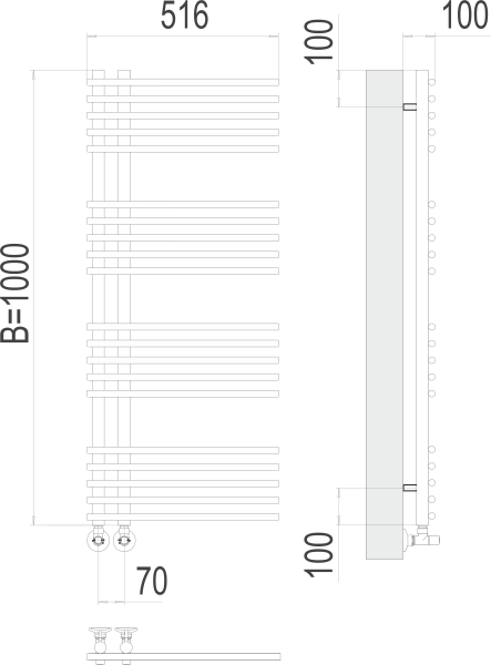 Водяной полотенцесушитель Астра П20 70х1000 Terminus 4670078530493 фото