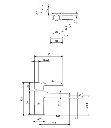 Cмеситель для биде Omnires Slide SL7720CR хром фото