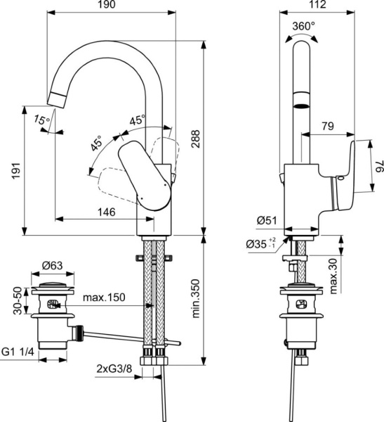 Смеситель для раковины Ideal Standard CERAFLEX B1716AA фото