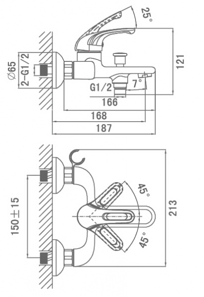 Смеситель для ванны с душем D&K Eucharius Rhein DA1373201 фото