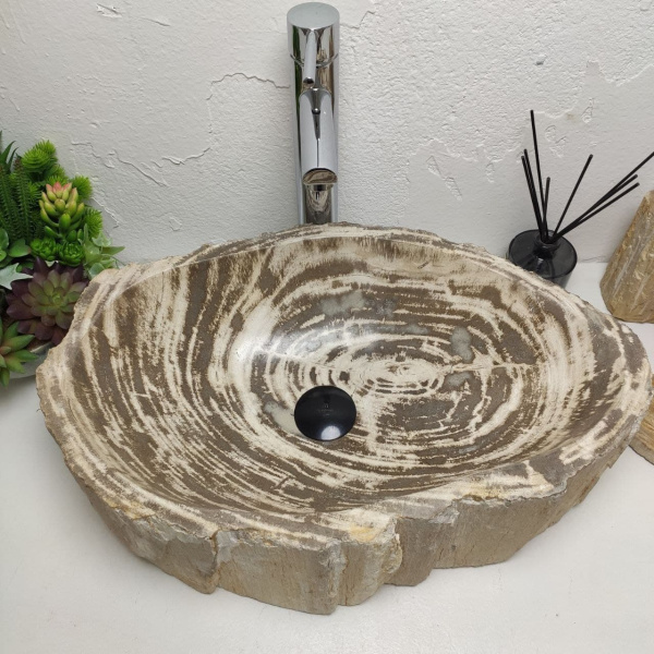Накладная раковина из окаменелого дерева Fossil Basin OD-01303 (57*36*15) фото