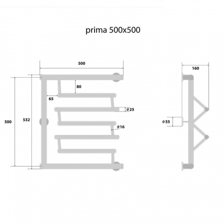 Водяной полотенцесушитель Energy Prima 50х50 EWTRPRIMA0505000000 фото