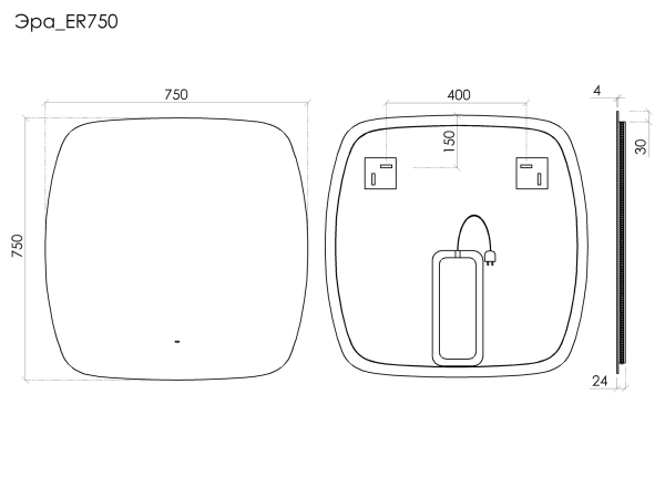 Зеркало с подсветкой 2700K/4000K/5000K Sancos Эра 2.0 (Era 2.0) ER2.750 75x75 фото