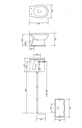 Унитаз напольный с высоким бачком Tiffany World Bristol TWBR01bi хром фото