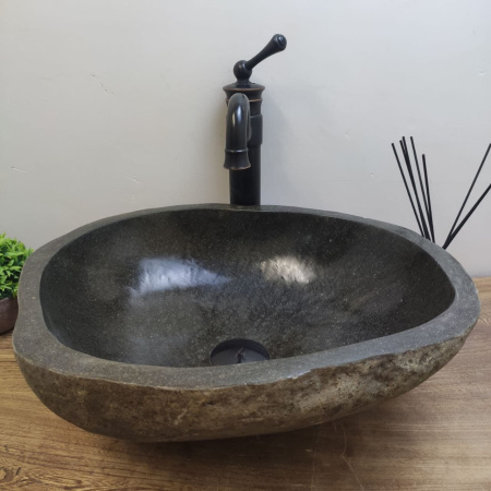 Накладная раковина из речного камня RS01133 (46*38*15) C2 фото