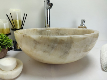 Накладная раковина из оникса Indo Bowl Grey Small TinLip BO-00329 фото